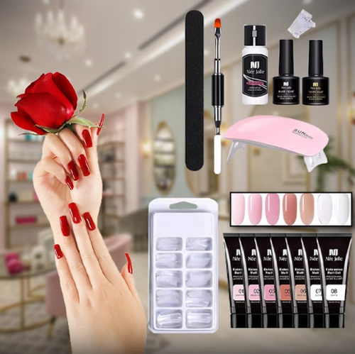 💅 طقم بولي جل للأظافر – صالون كامل بيدك بالبيت!